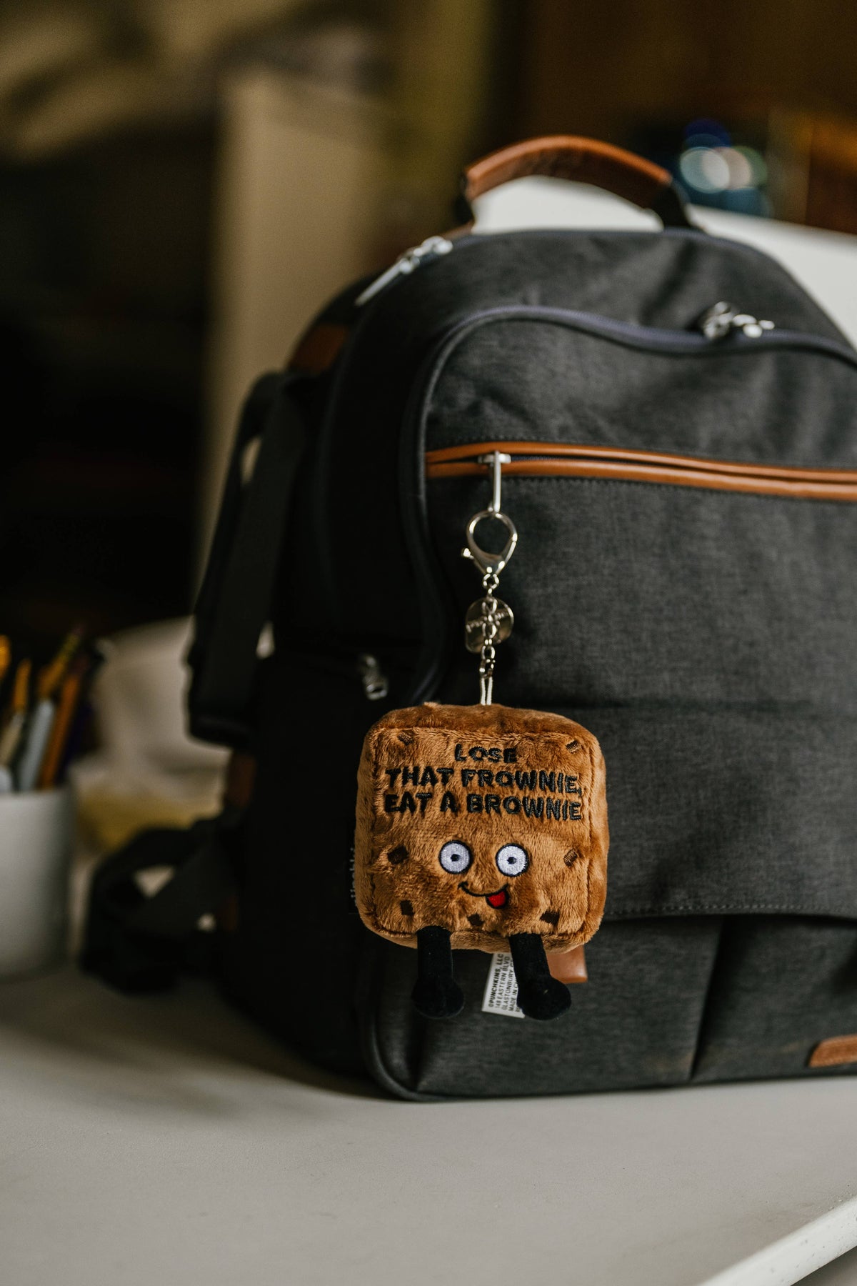 Brownie Plush Bag Charm  Lose That Frownie Eat A Toy Funny
